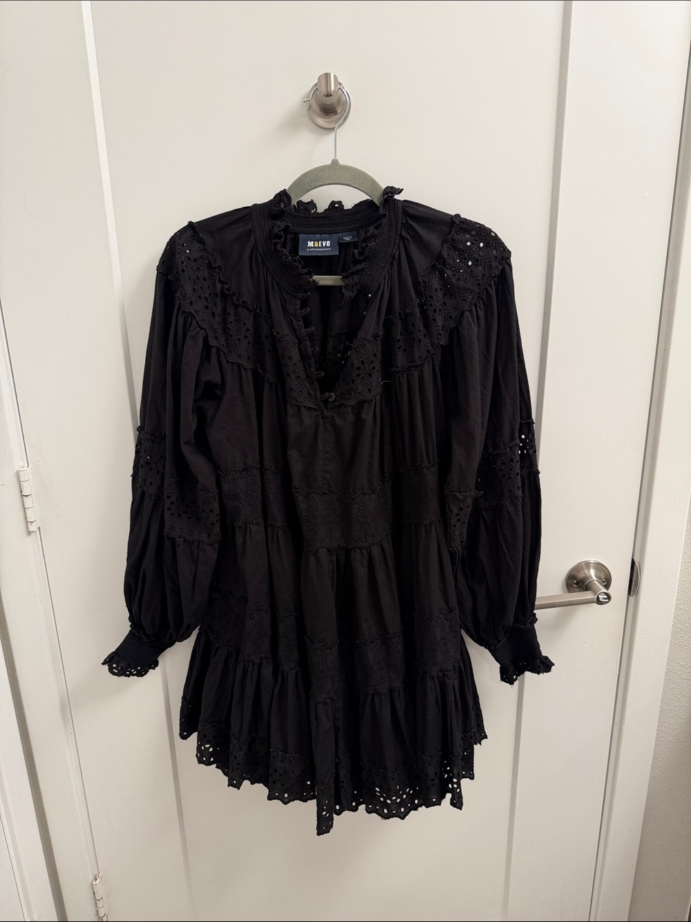 Anthropologie Maeve black long sleeve mini dress size S